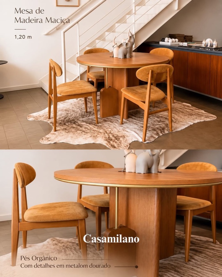 Mesa de jantar em madeira maciça Casamilano